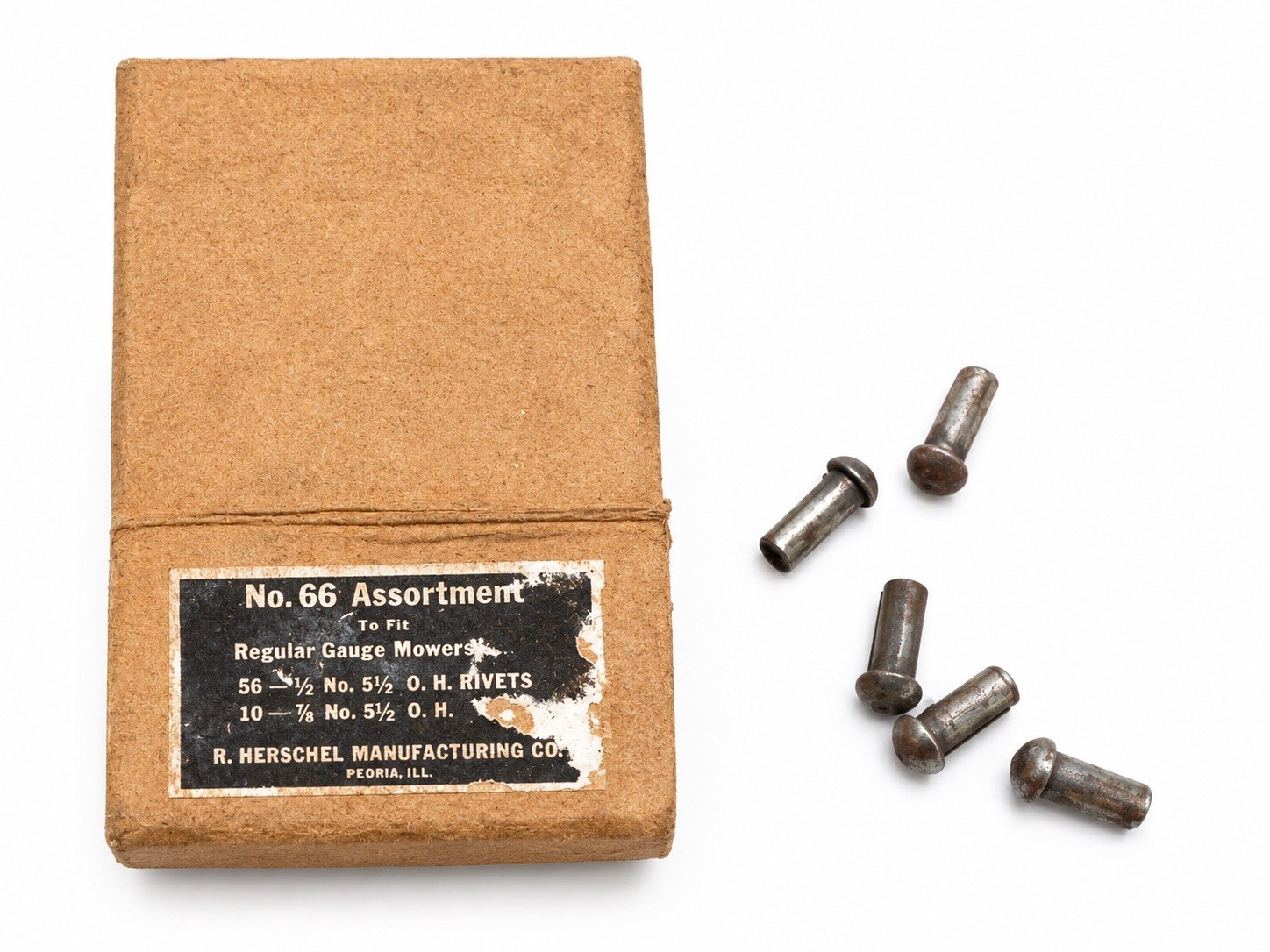 Vintage R. Herschel No. 66 Rivet Assortment Box Regular Gauge Mower Rivets