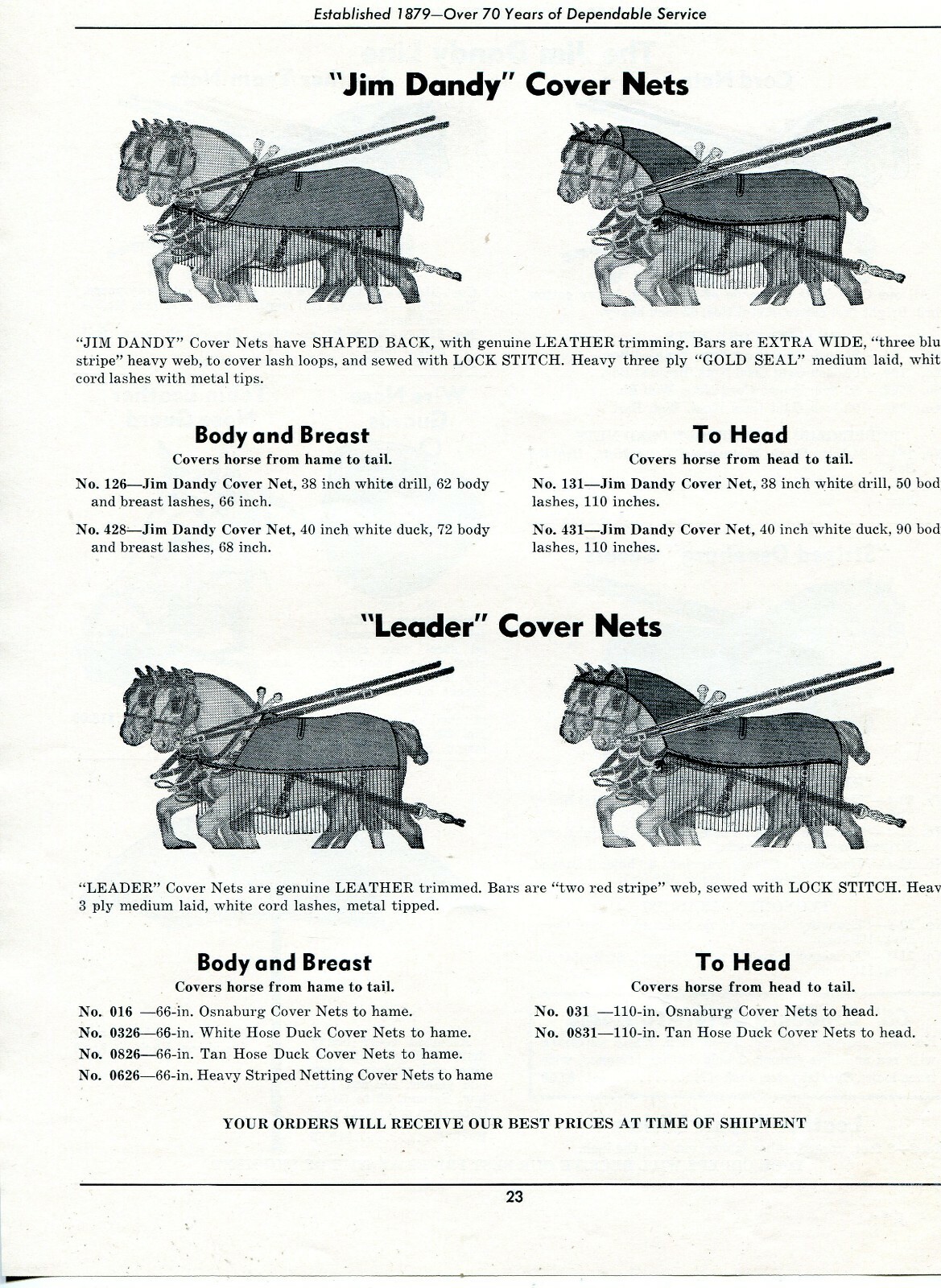 1950 Print Ad of Jim Dandy Horse Leader Cover Nets, Osnaburg, Tractor Umbrella
