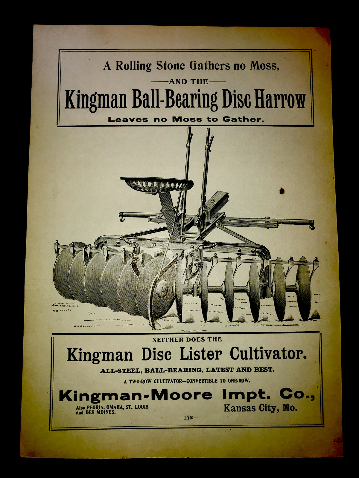 1898 Kingman Moore Farm Advertising – Kansas City – Missouri