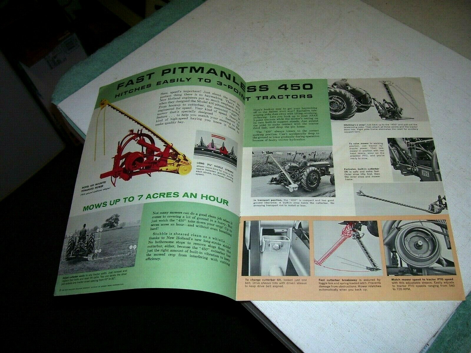 NEW HOLLAND MOWERS SALES BROCHURE, 1965, Models 45 46 47 450 455, ORIGINAL