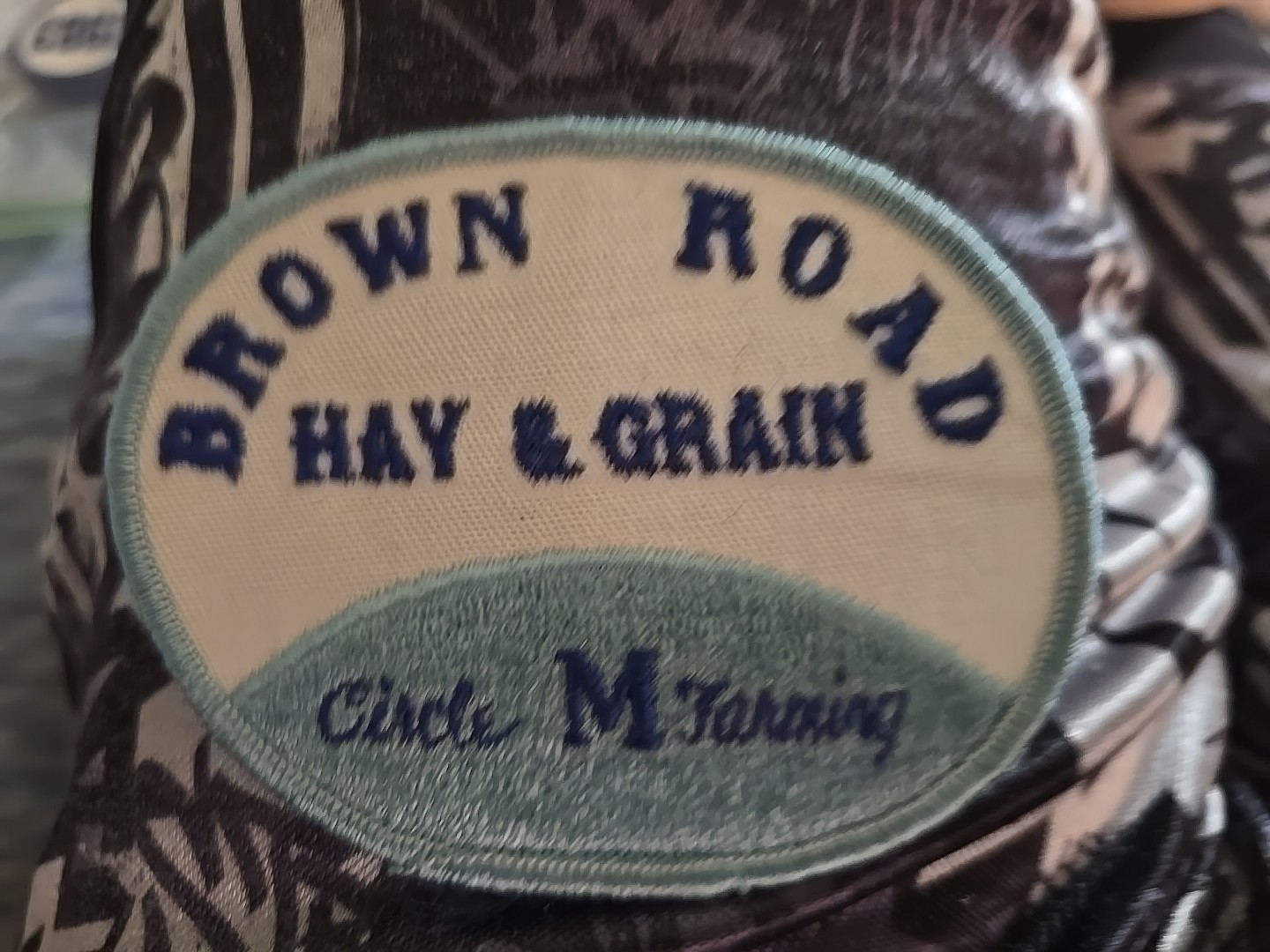 Vintage Brown Road Hay & Grain Circle M Farming Patch