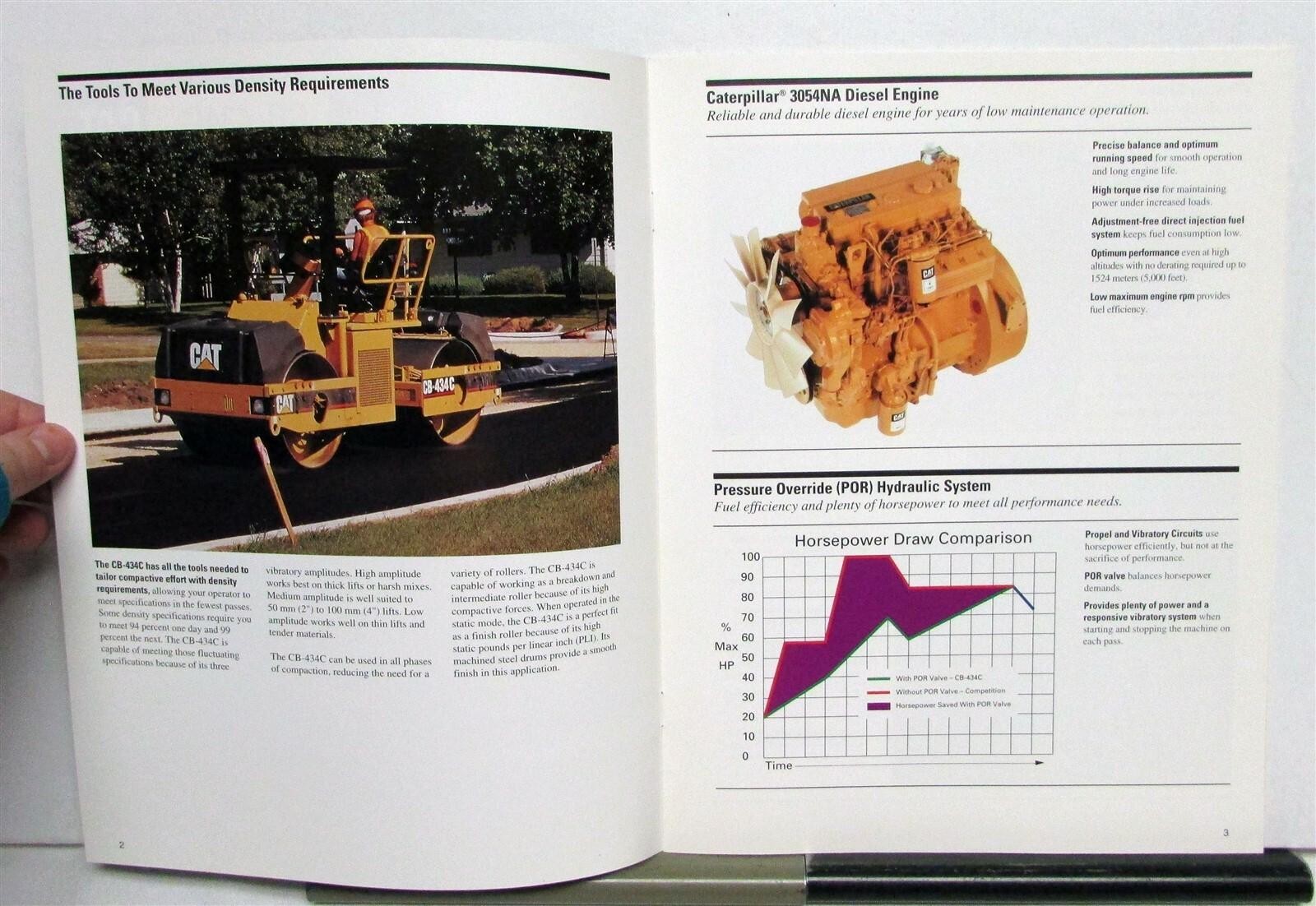 1996 Caterpillar CB 434C Double Drum Vibratory Specs Construction Sales Brochure
