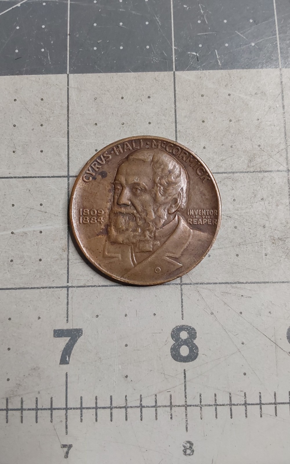 1831-1931 Centennial The Reaper Cyrus Hall McCormick Inventor Bronze Medal-1.25”