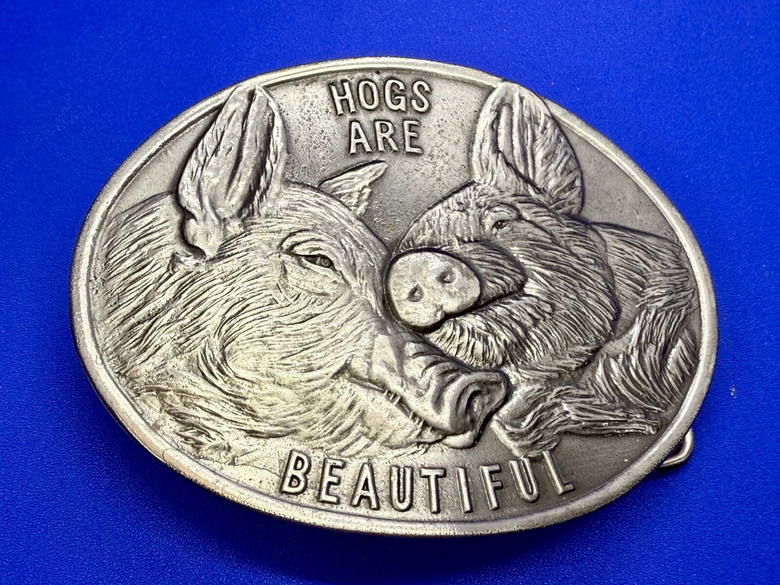 HOGS ARE BEAUTIFUL National Pork Producers Council VTG 1975 Lewis Belt Buckle