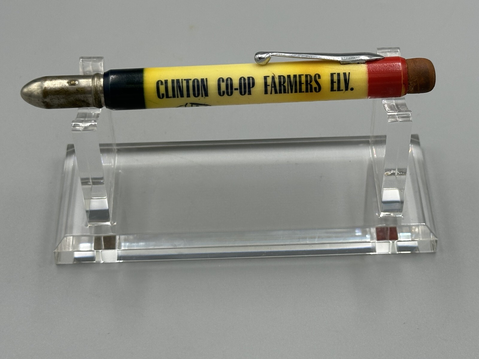 Vintage FARMERS CO-OP ELEVATOR Advertising BULLET PENCIL Clinton MN Sisseton SD