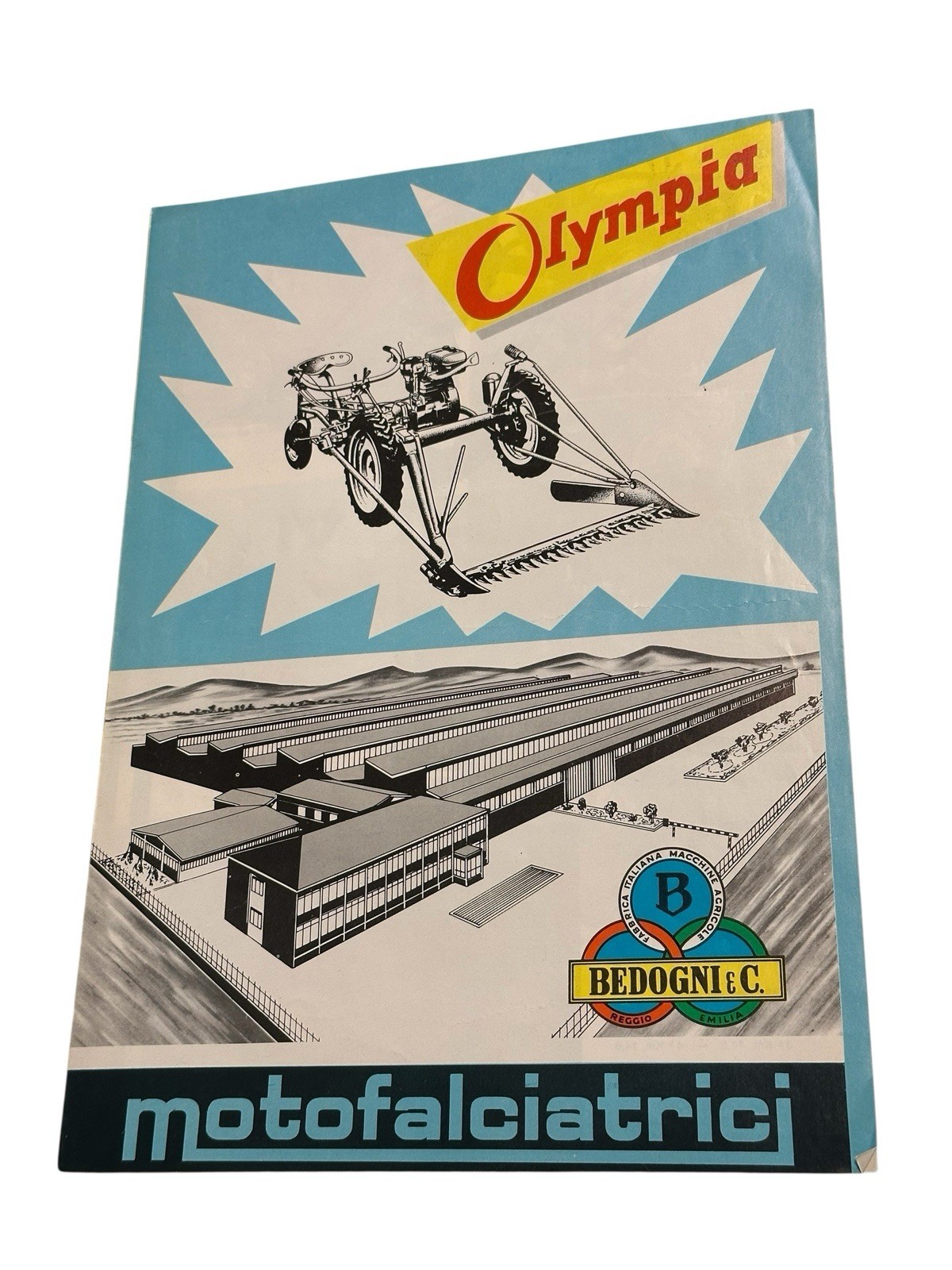 Vintage Olympia Motofalciatrice Brochure Bedogni Italian Farm Machinery