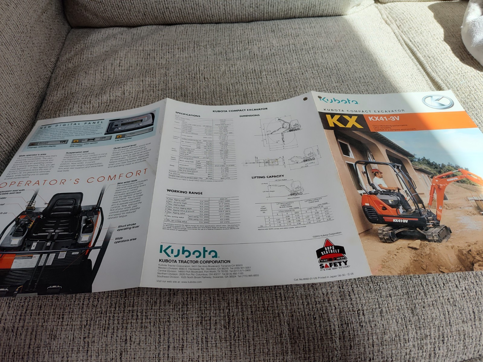 2003 Kubota KX Compact Excavator sales brochure