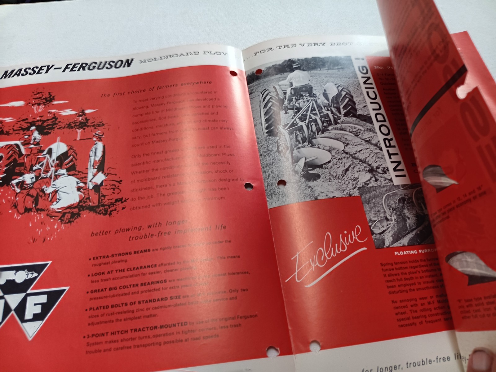 Vintage Massey Ferguson MF 72 & 62 Moldboard Plows Foldout Dealer Brochure AD