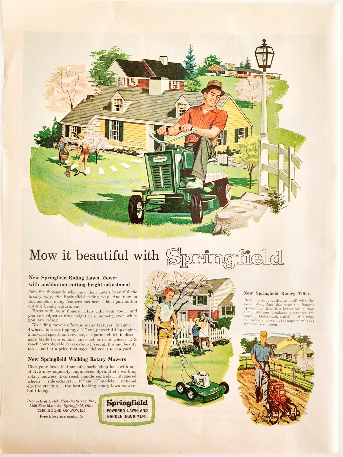 1958 Springfield Powered Lawn Garden Equipment Advertisement Agriculture DWII14
