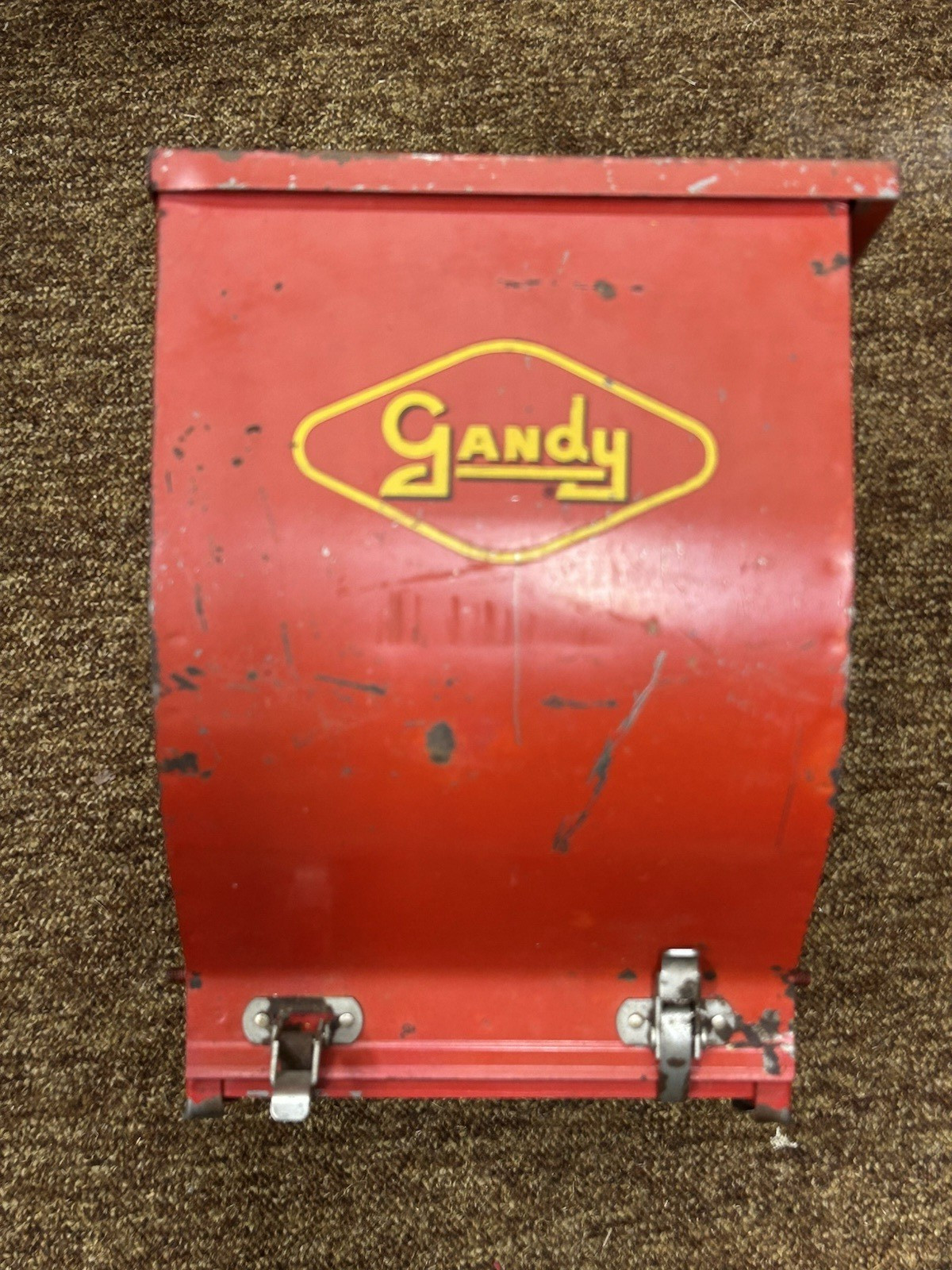 vintage Gandy model S902 farm seeder bin tank red agri collectible garden decor