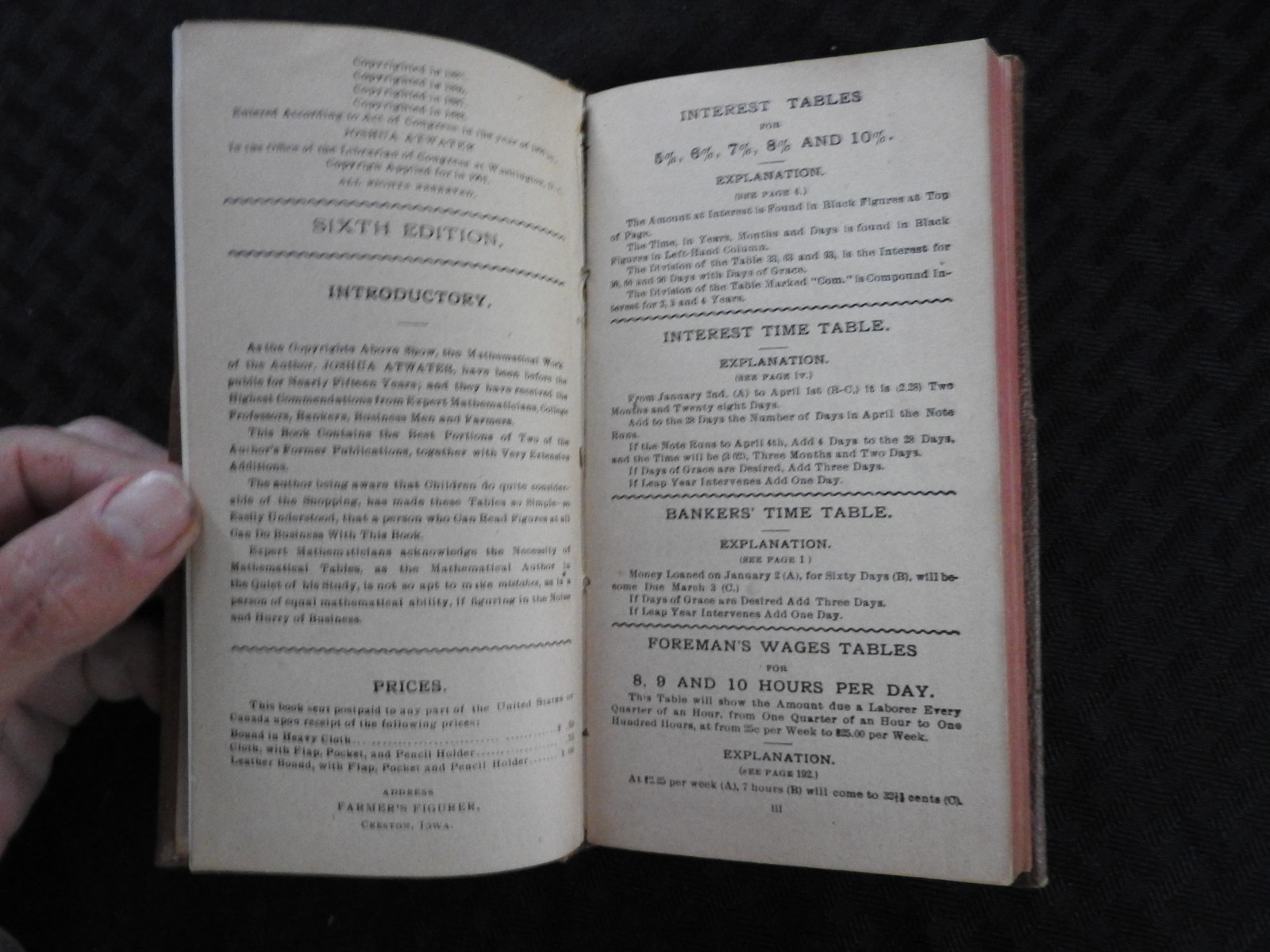 JOSHUA ATWATER&rsquo;S American Farmers Figurer Antique 1901 Booklet Joshua Creston IA