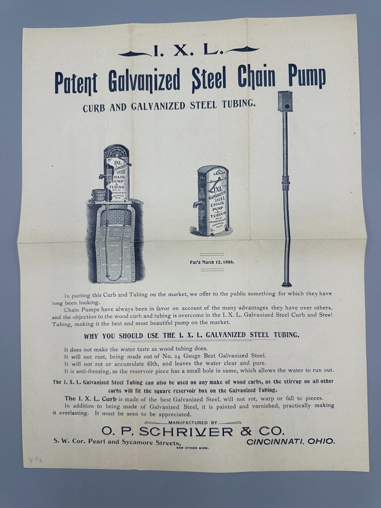 c 1900 SHRIVER Galvanized Steel PUMP Screen Wire FARM Advertising Cincinnati