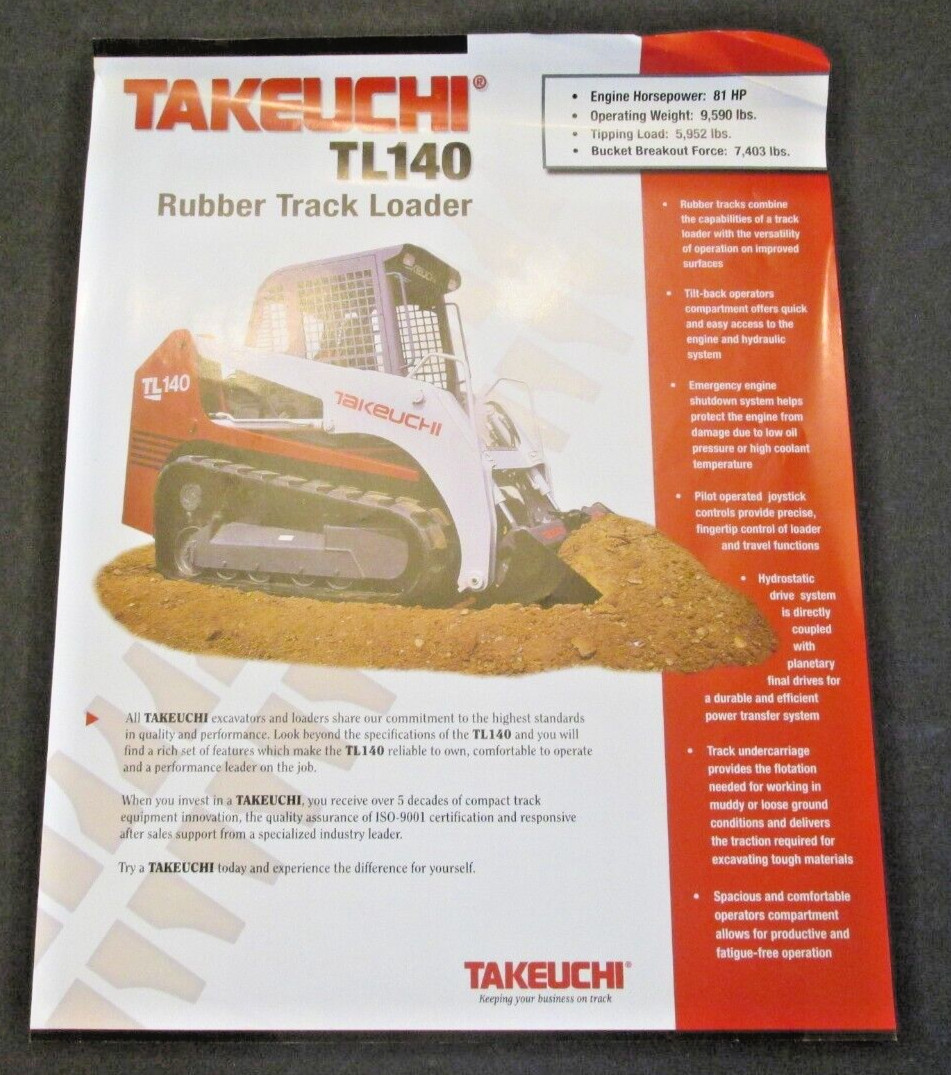 TAKEUCHI TL140 RUBER TRACK LOADER ROLLINS CANADA Dealer AD BROCHURE