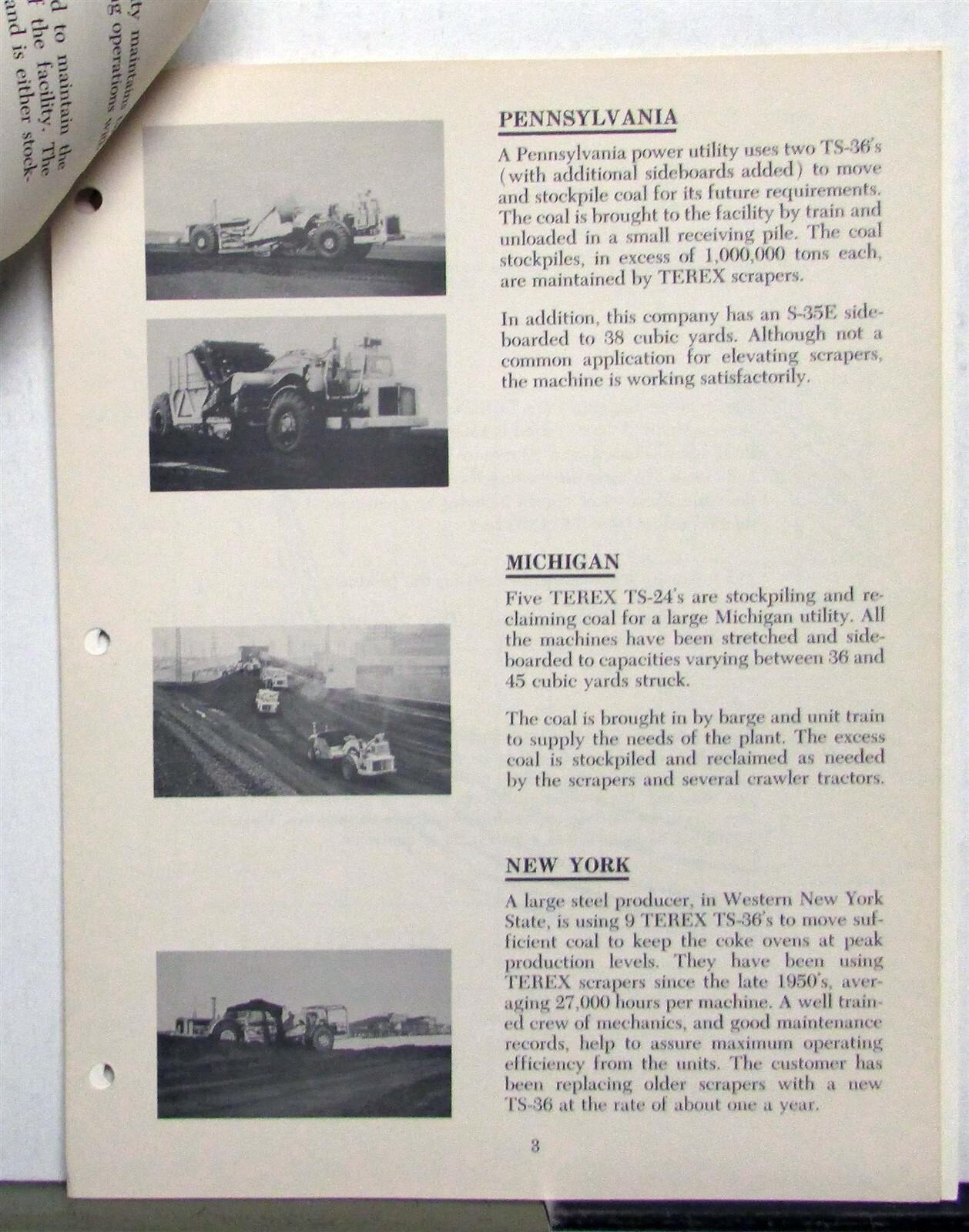 1975 Terex TS 36 TS 50 Coal Scrapers Construction Product Information