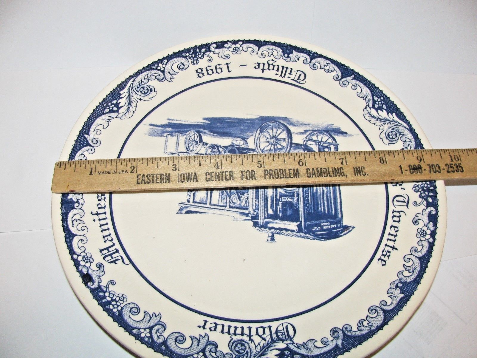 Vintage 1320 Hay Baler Lacroix ? 1998 Ceramic Plate Delfts Blauw Netherlands