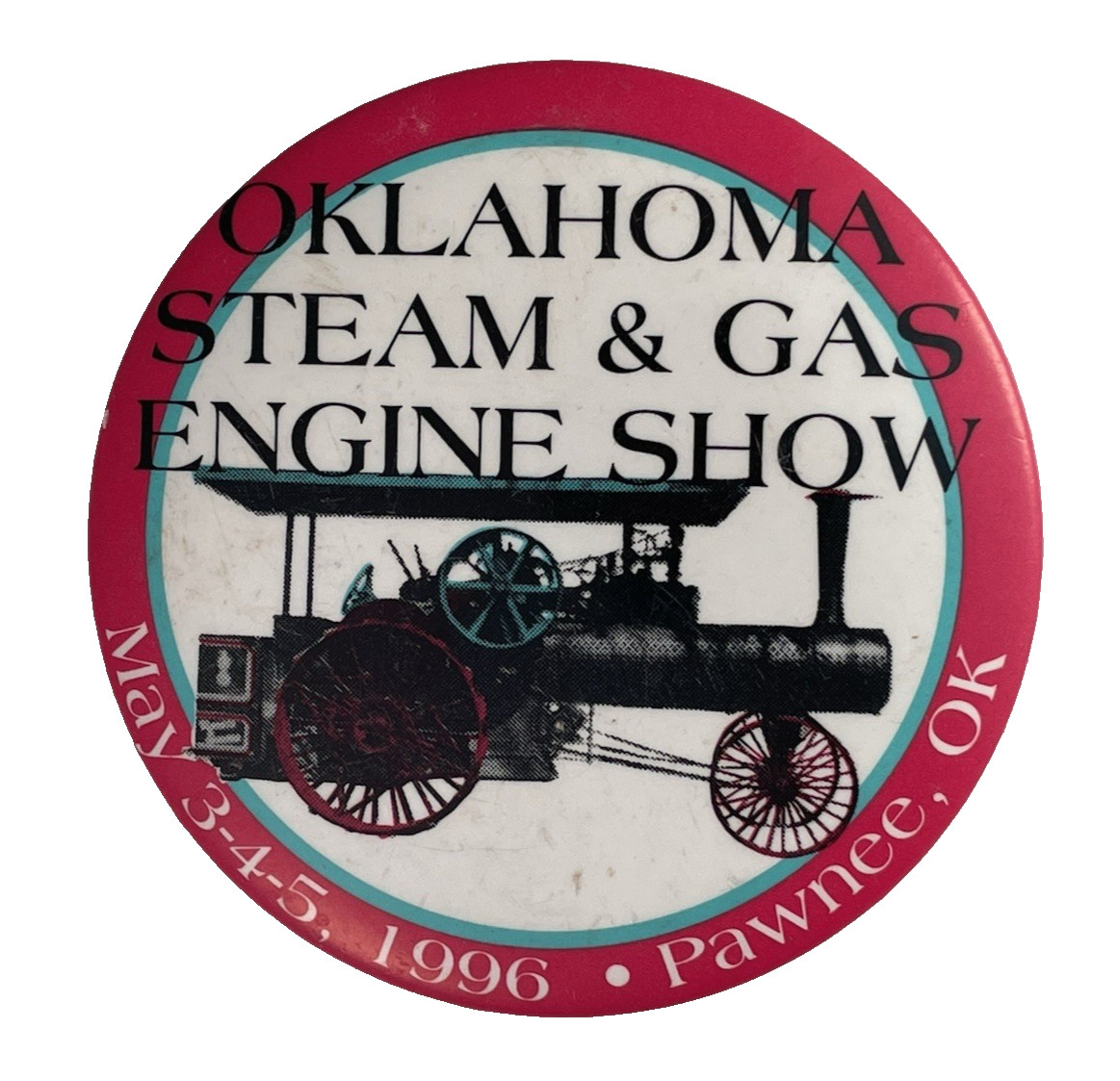 Pinback Advertising Button: Oklahoma Steam & Gas Engine Show 1996