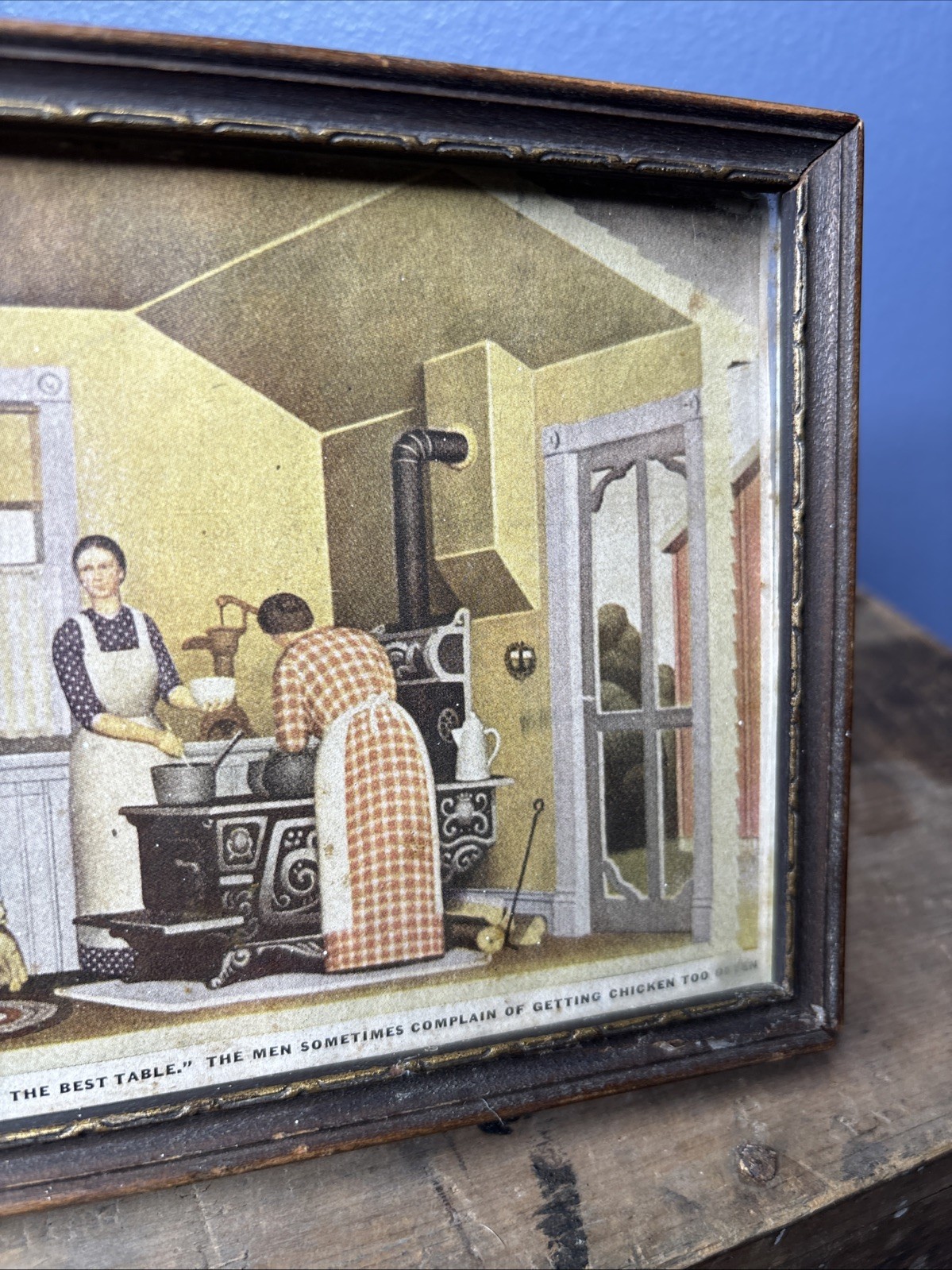 1930s Dinner For Threshers Farming Homestead Print Sign Grant Wood Glass Framed