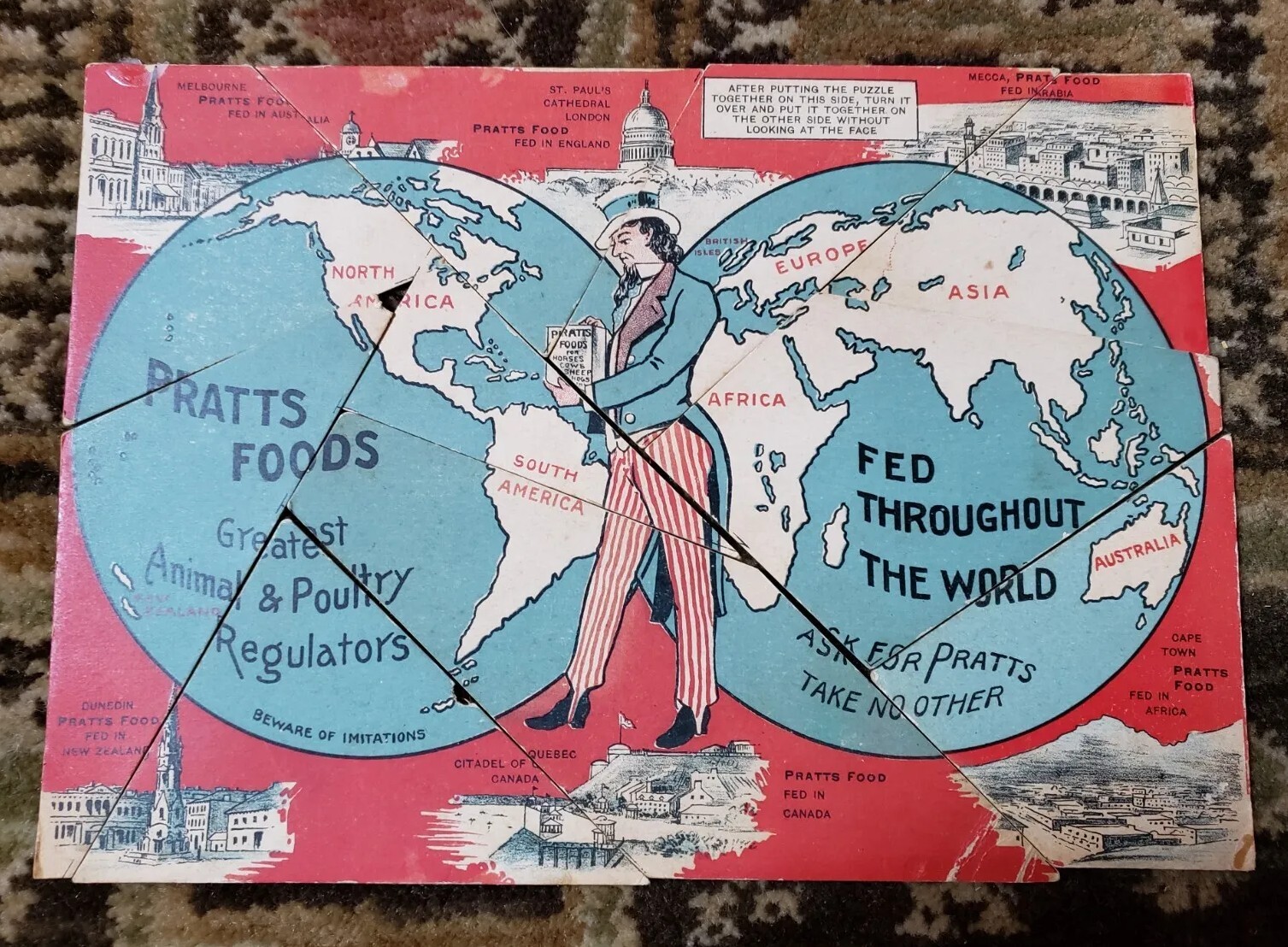 Vtg Antique Pratts Food Co. Puzzle Complete Rare Farm Agriculture