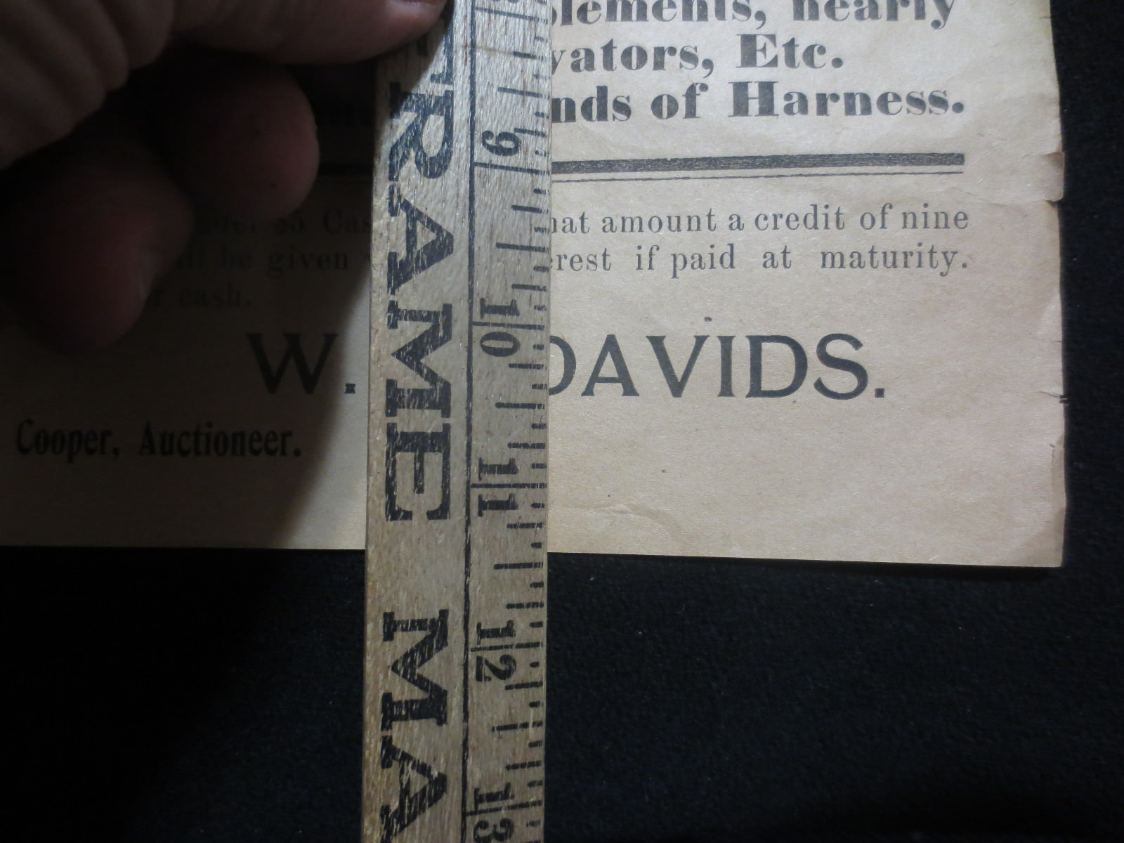 HUTSONVILLE ILLINOIS FARM AUCTION ADVERTISING BROADSIDE 1906 W.A. DAVIS OWNER