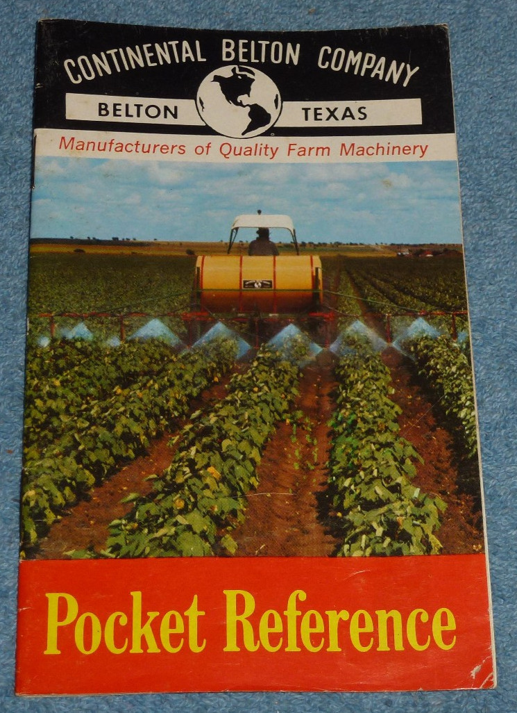 Vtg Continental Belton Company Texas Farm Machinery Pocket Reference Booklet