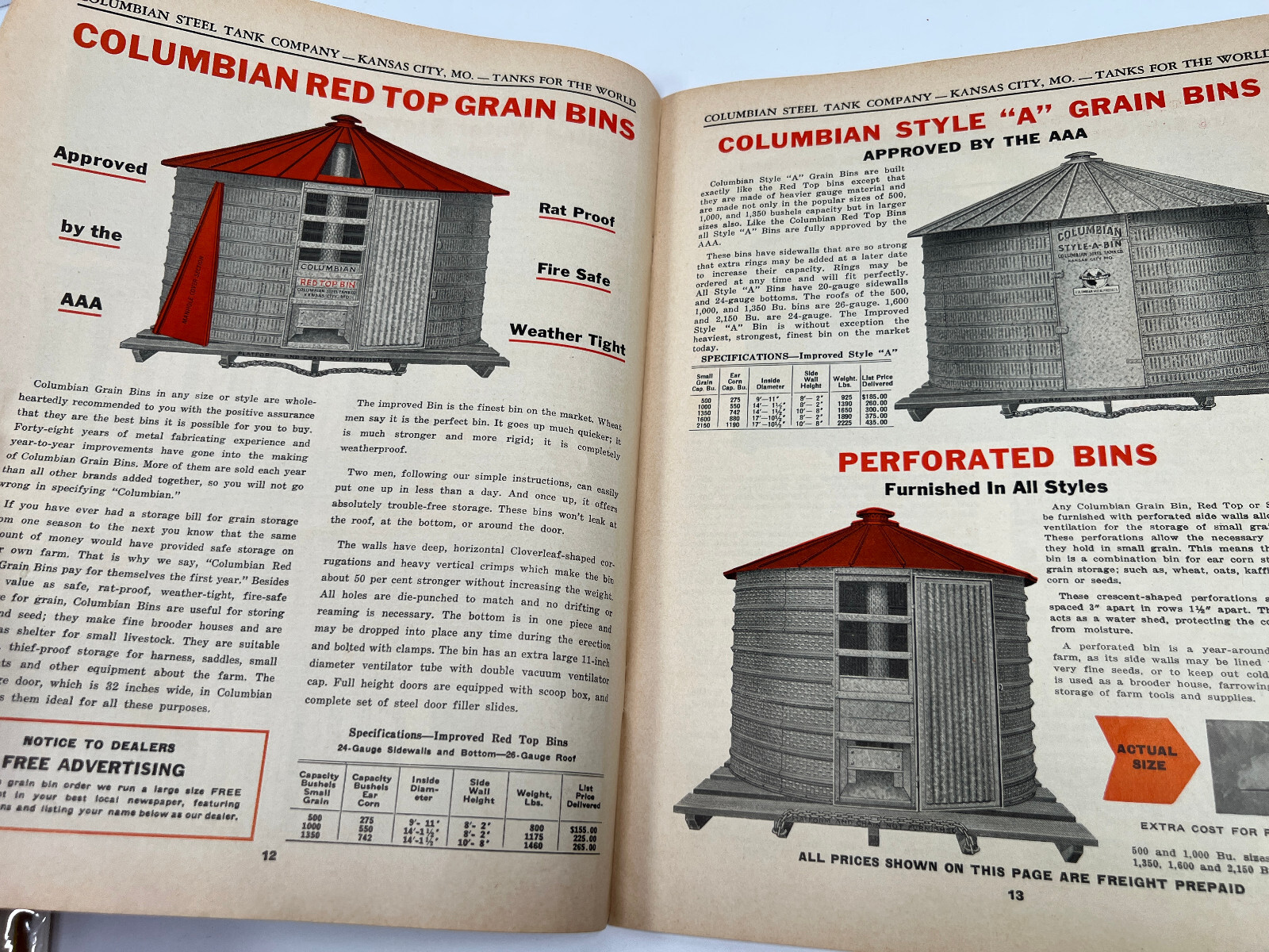 1941 Columbian Farm Equipment Tractor Steel Tank Catalogue Catalog