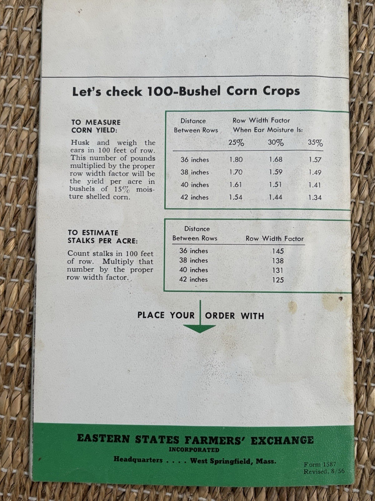 Vintage 1956 Eastern States Cooperative Brochure Corn Crops Ephemera