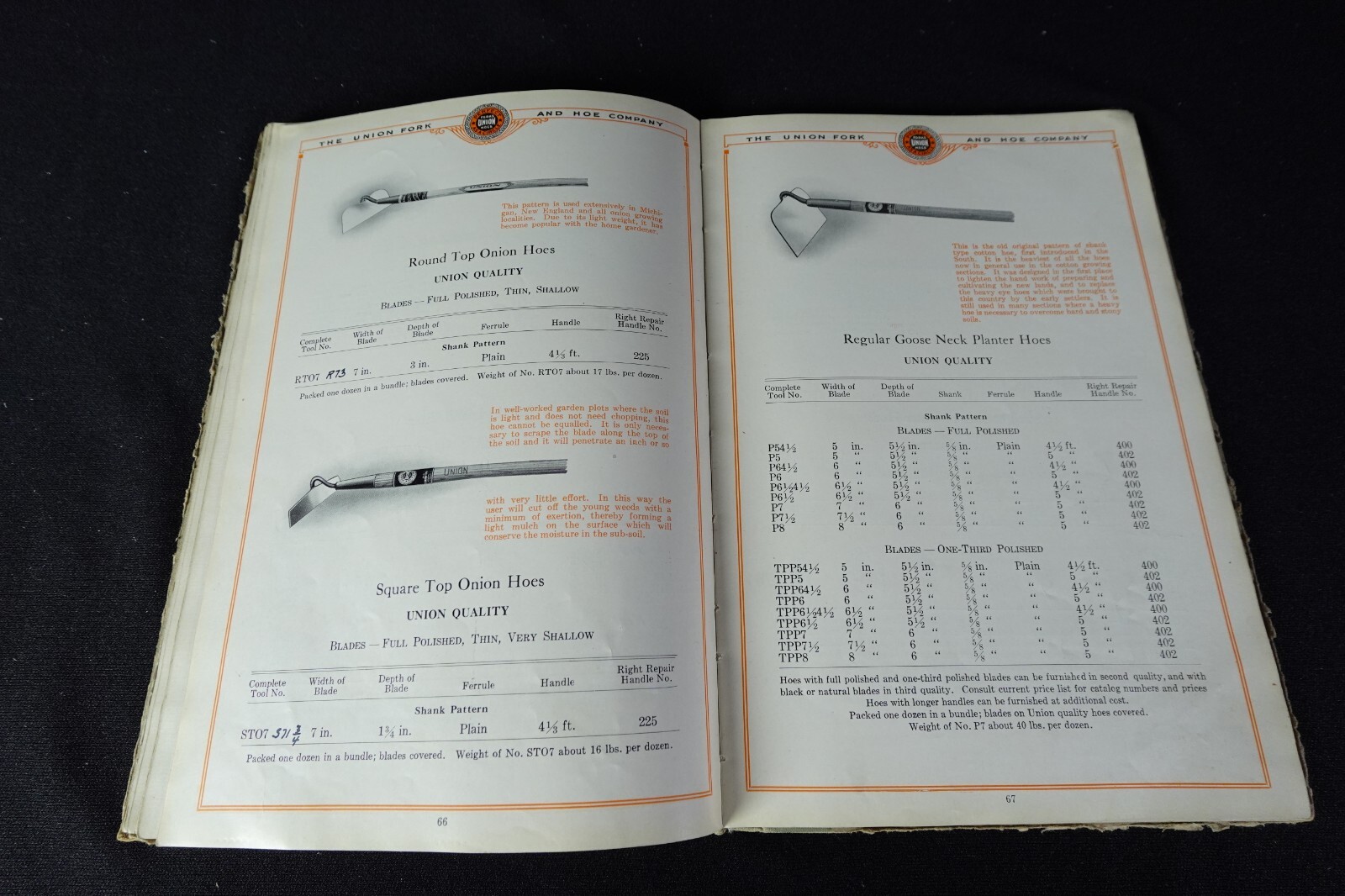 1928 Union Fork & Hoe Co Catalog Farm Garden RR Contractors Tools Columbus OH