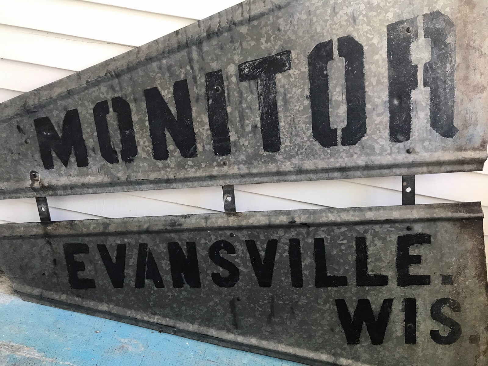 c1920 Antique Monitor + NW Wind Engine Co Windmill Tail Evansville Wis