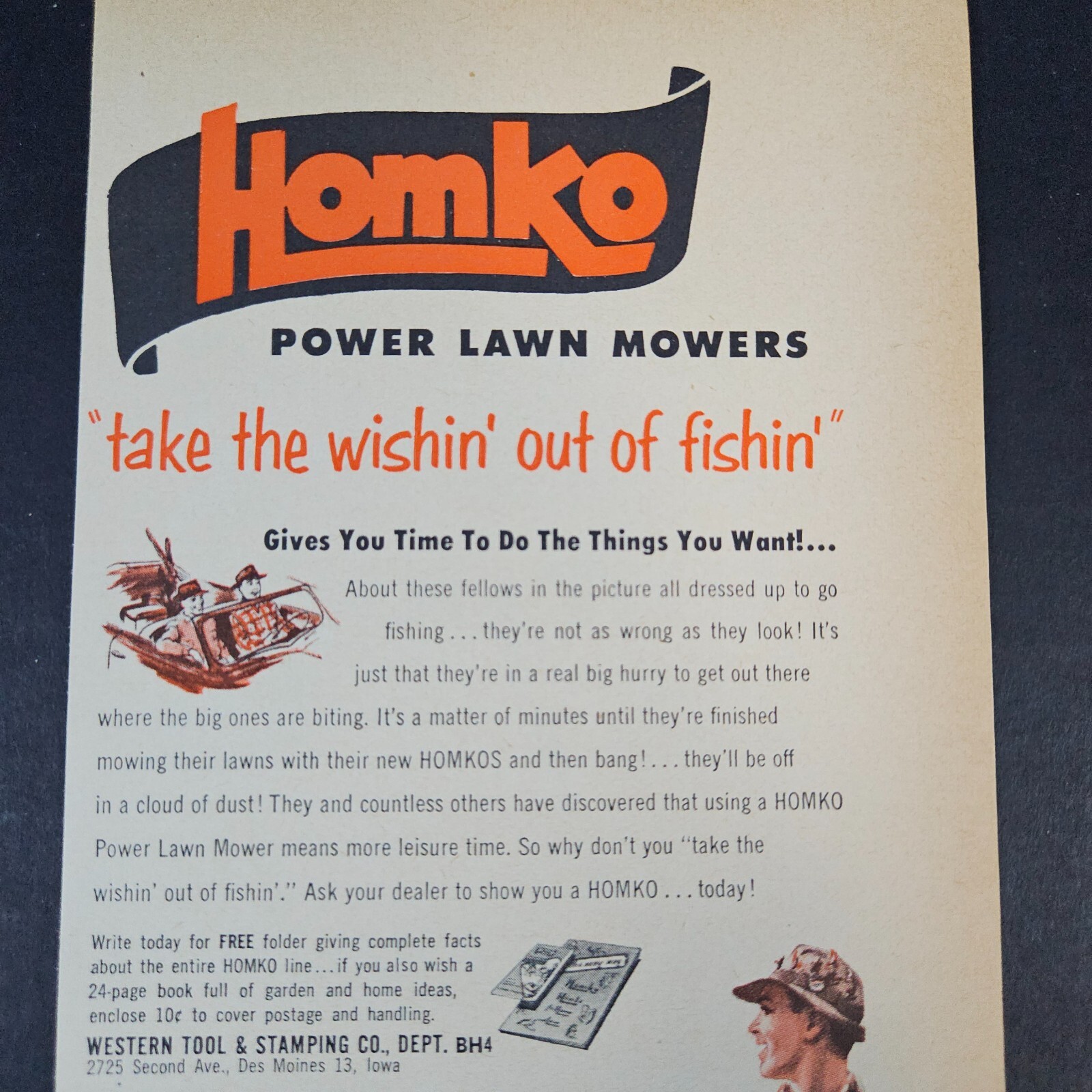 1953 Western Tool & Stamping Homko Power Lawn Mowers Vintage Print Ad Des Moines