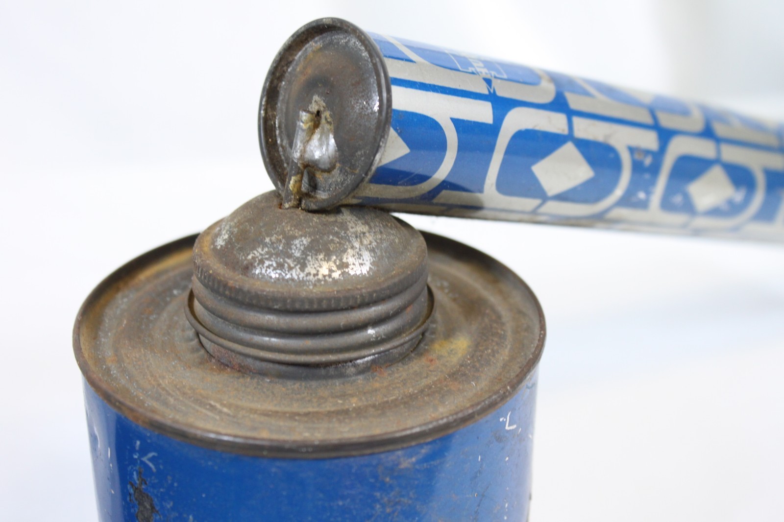 Vtg Hudson Sprayer Duster Metal Hand Pump Canister Blue Silver Retro Farming