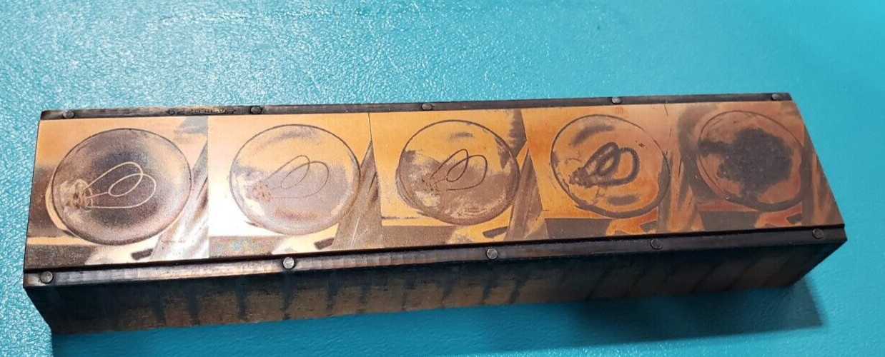 CHAPMAN Electric Double Curl Filament Light Bulb Copper PRINTING PLATE Block
