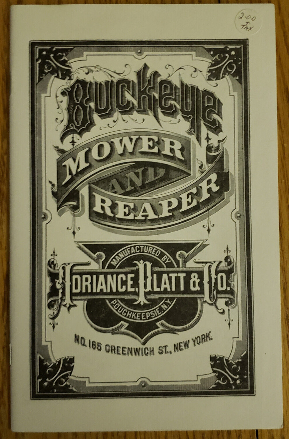 Buckeye Mower and Reaper Catalog (Reprint 1985) Adriance, Platt & Co