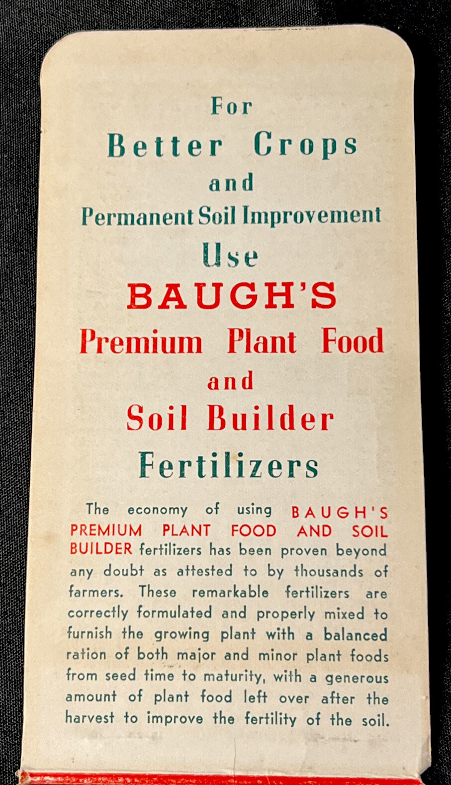 Vintage BAUGH’S & Sons Co. PLANT Food & SOIL Builder UNUSED Pocket Notebook Farm