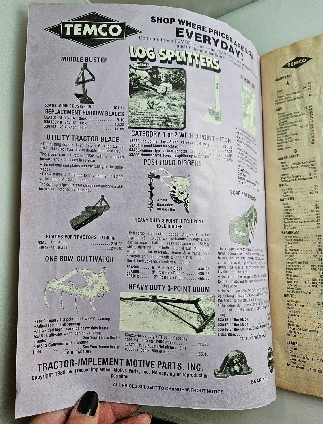 Temco 1985 Tractor Parts Catalog Brusnahans