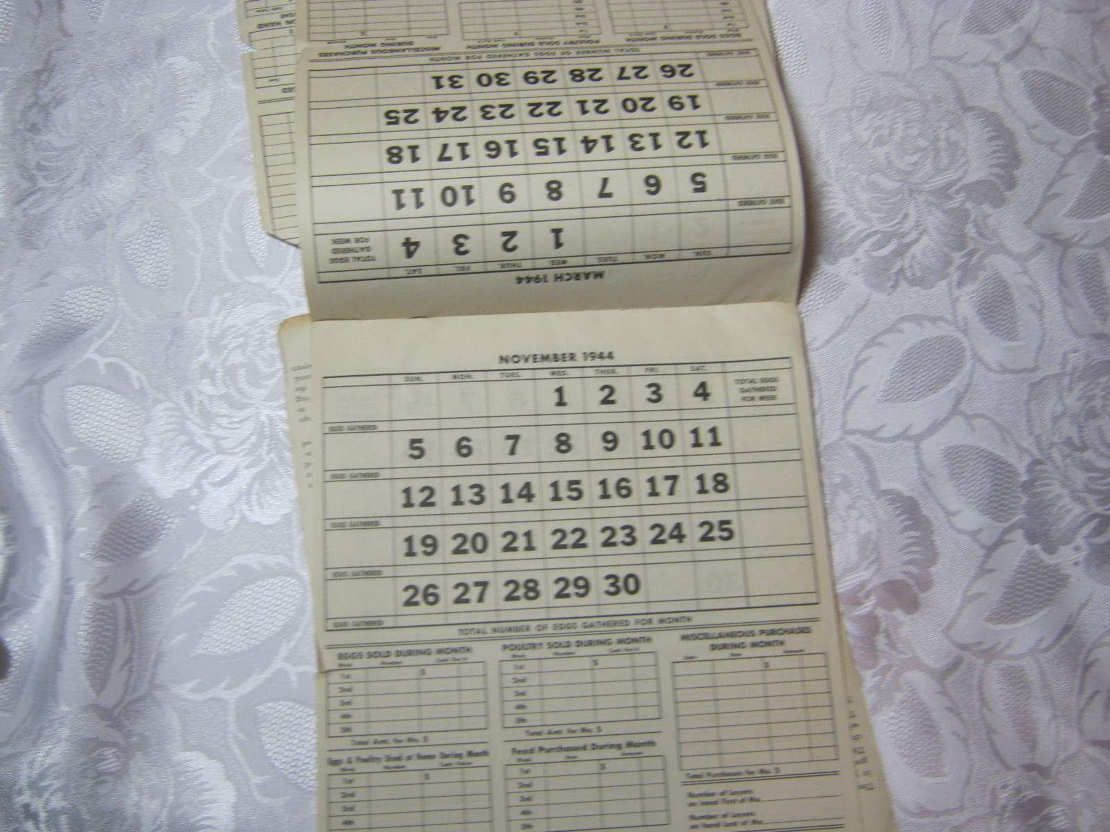 SEYMOUR CHICKS 1944 PROFIT RECORD 1940&rsquo;S VIntage Farming Adv Brochure Calendar