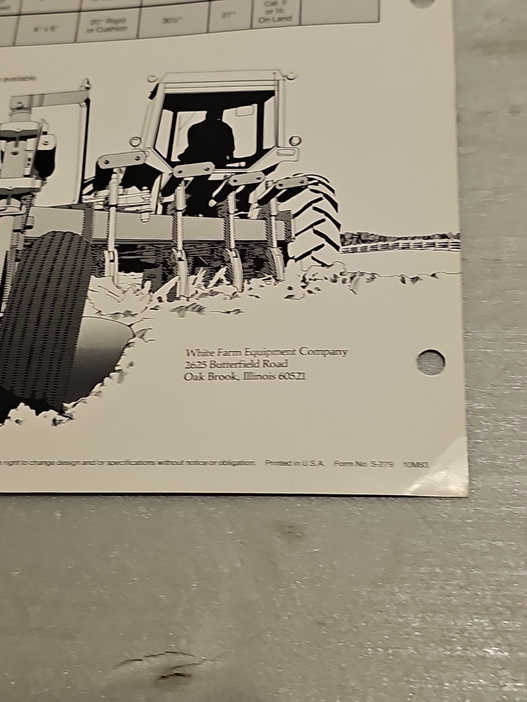 Vintage White Farm Equipment Moldboard Plows Spec Sheet