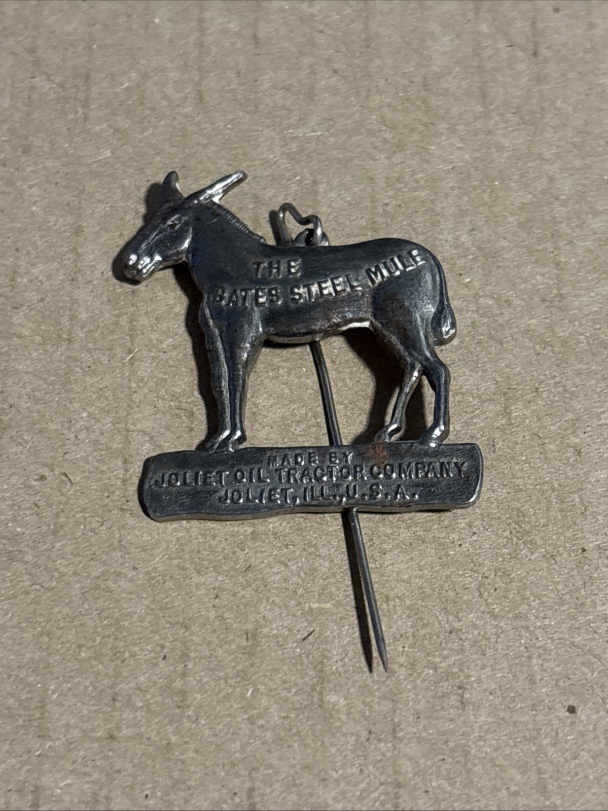 Rare Bates Steel Mule Joliet Oil Tractor Co. Stick Pin Joliet Illinois