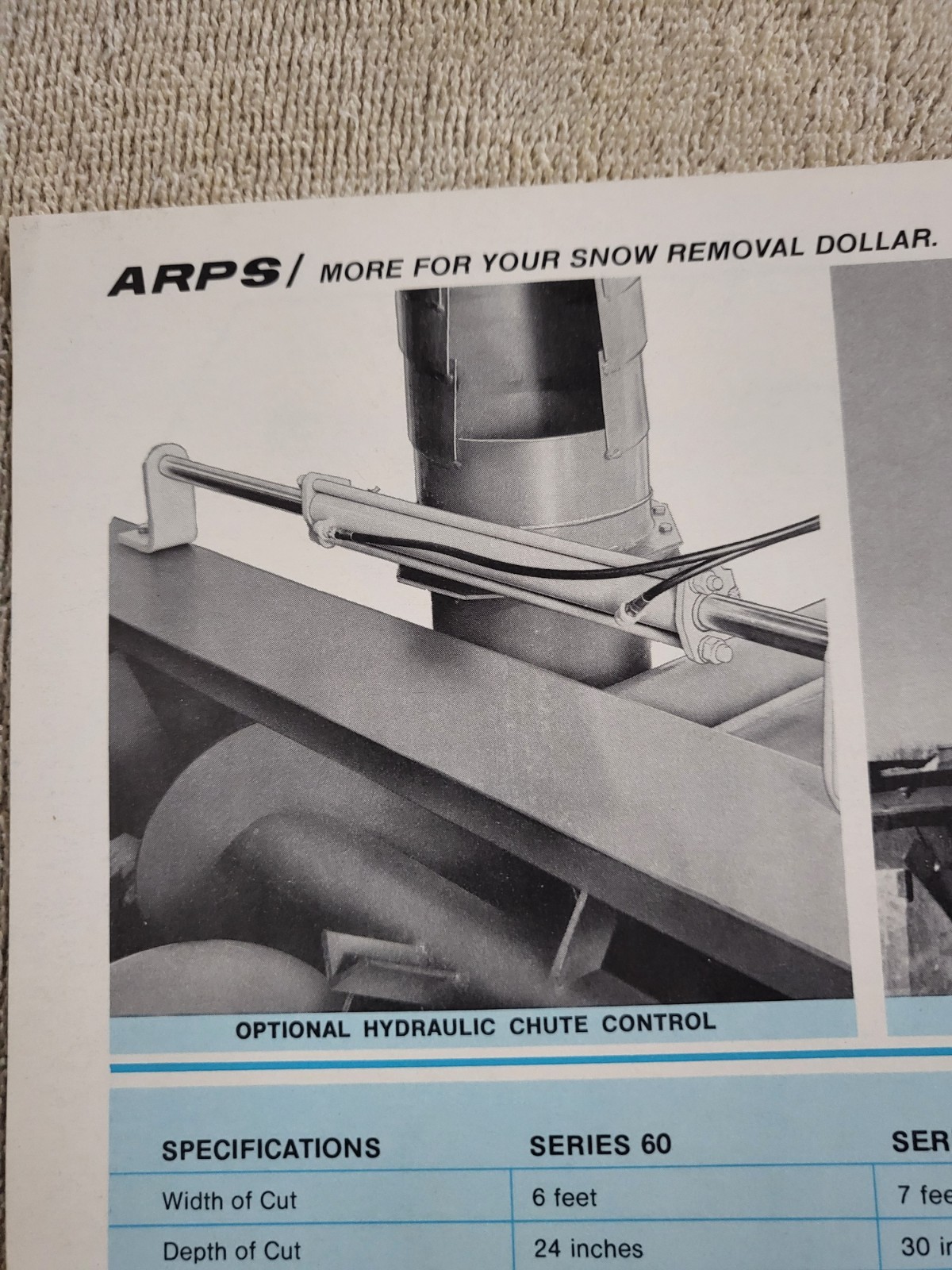 Original ARPS Series 60 70 80 Snowblowers Sales BROCHURE Tractor Rear Mount PTO