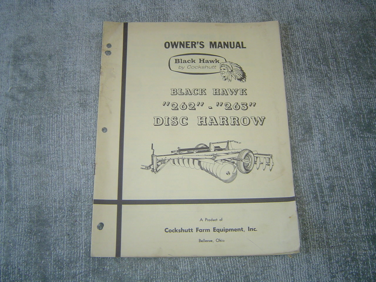 Cockshutt Black Hawks 262 263 disc harrow operator&rsquo;s owner&rsquo;s manual