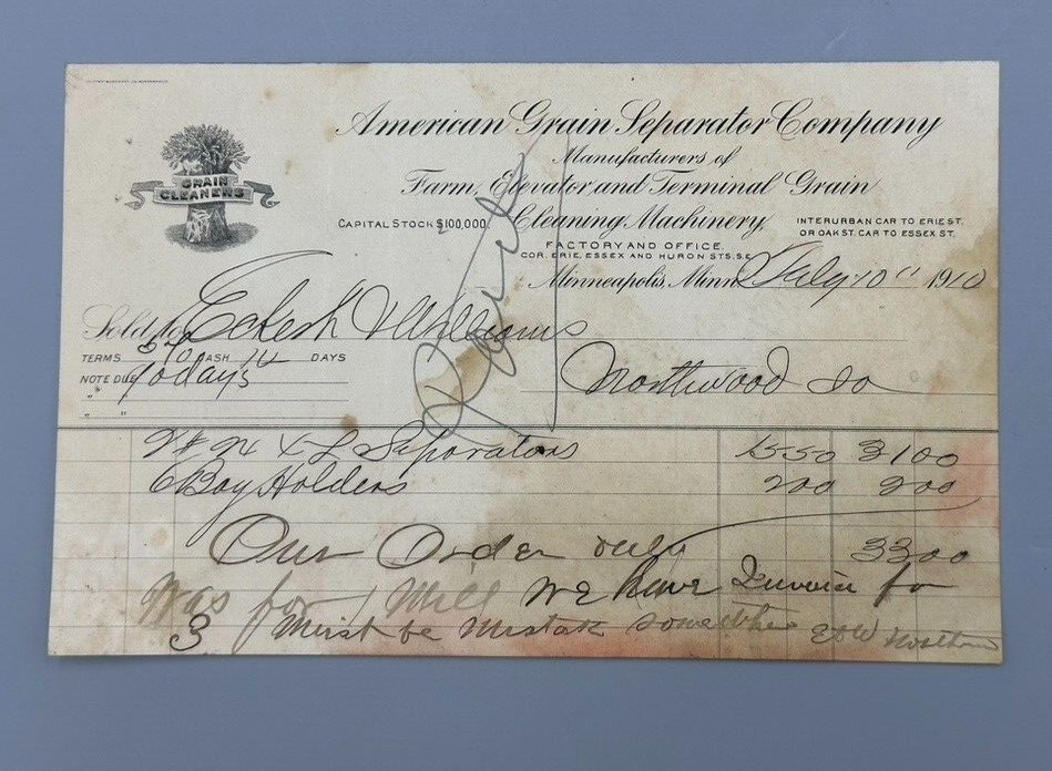 1910 AMERICAN GRAIN SEPARATOR Advertising FARM Elevator Machinery MINNEAPOLIS