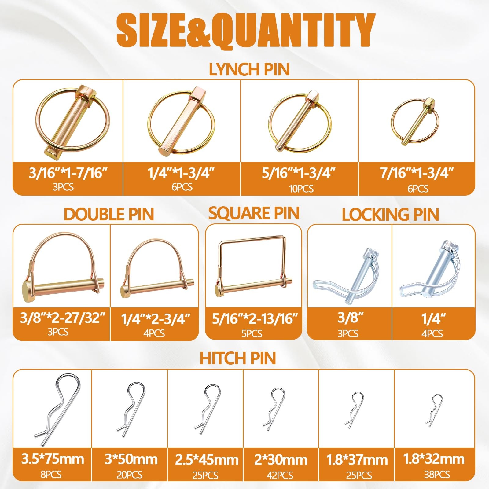 Mankk 202PCS Heavy Duty Hitch Pin Clip Assortment Kit Tractor, Linch, PTO, R…
