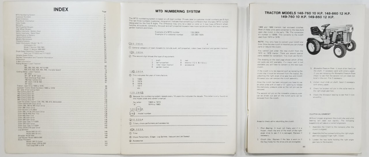 2 x 1981 MTD Products Inc. Service School Text Manuals Books 1 & 2