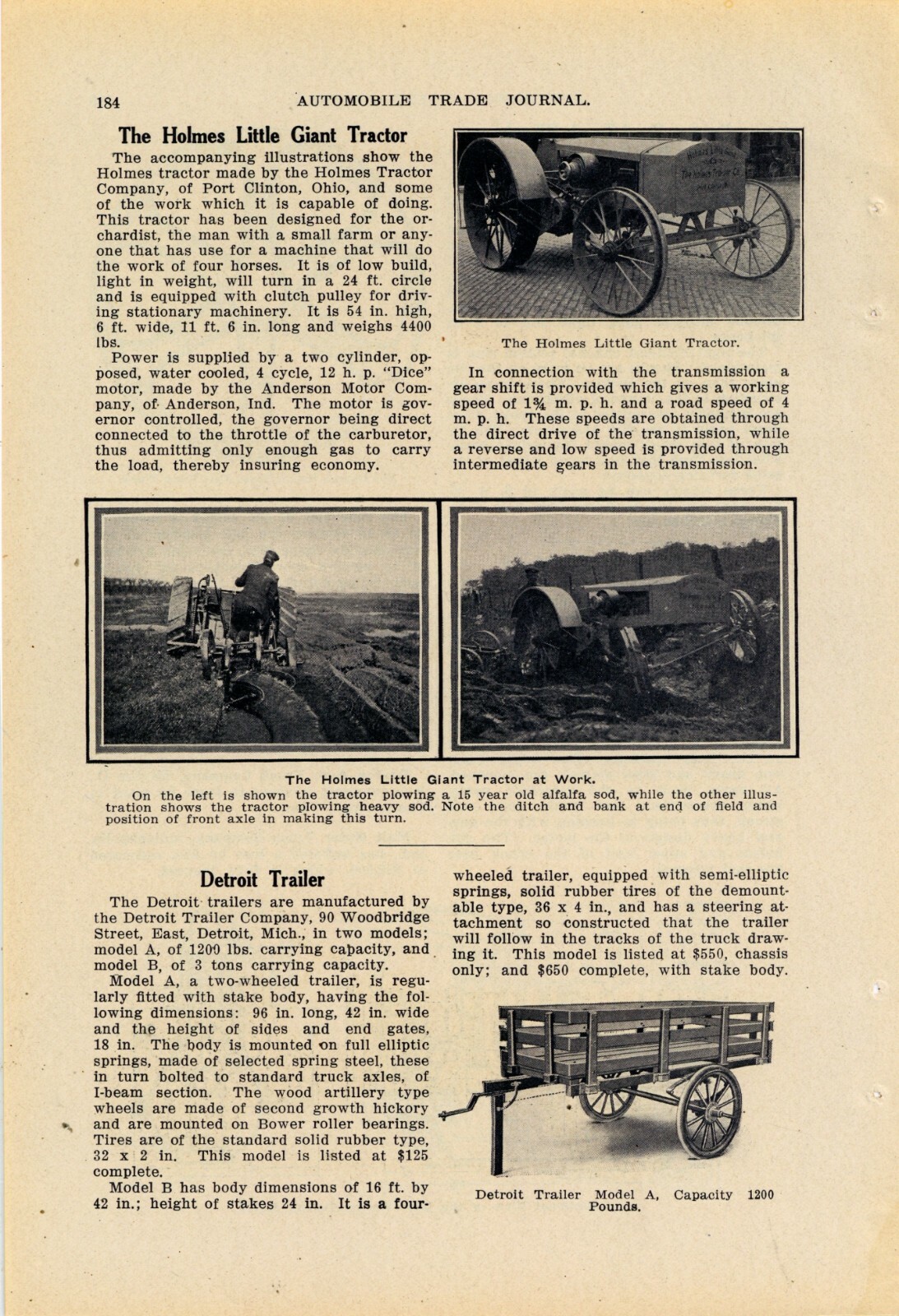 1913 Holmes Little Giant Tractor Co. Story & Pics: Port Clinton, OhiO – Dice