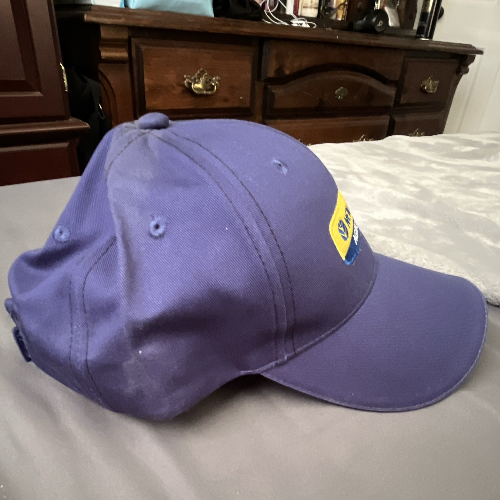 New Holland Agriculture Blue Cap Hat with Yellow Logo, White Accents