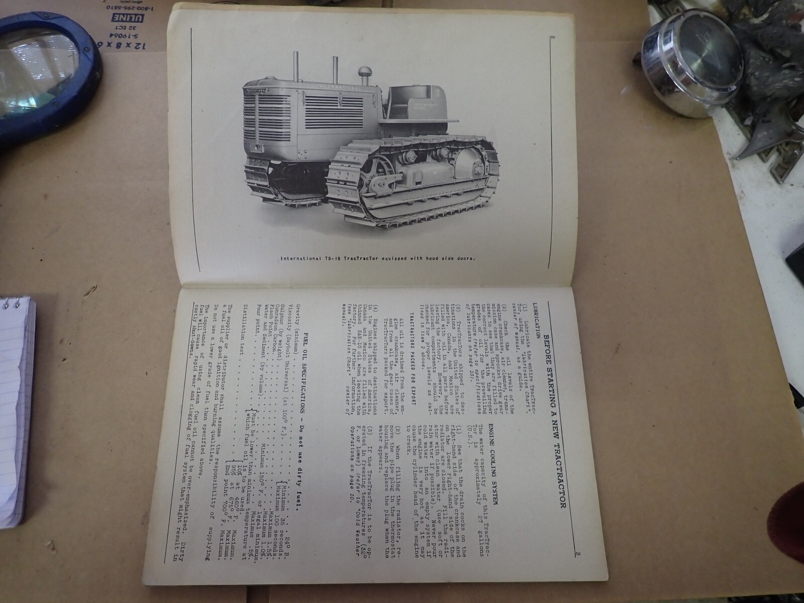 Original 1939 -1949 International Harvester TD 18 Crawler Tractor Owners Manual