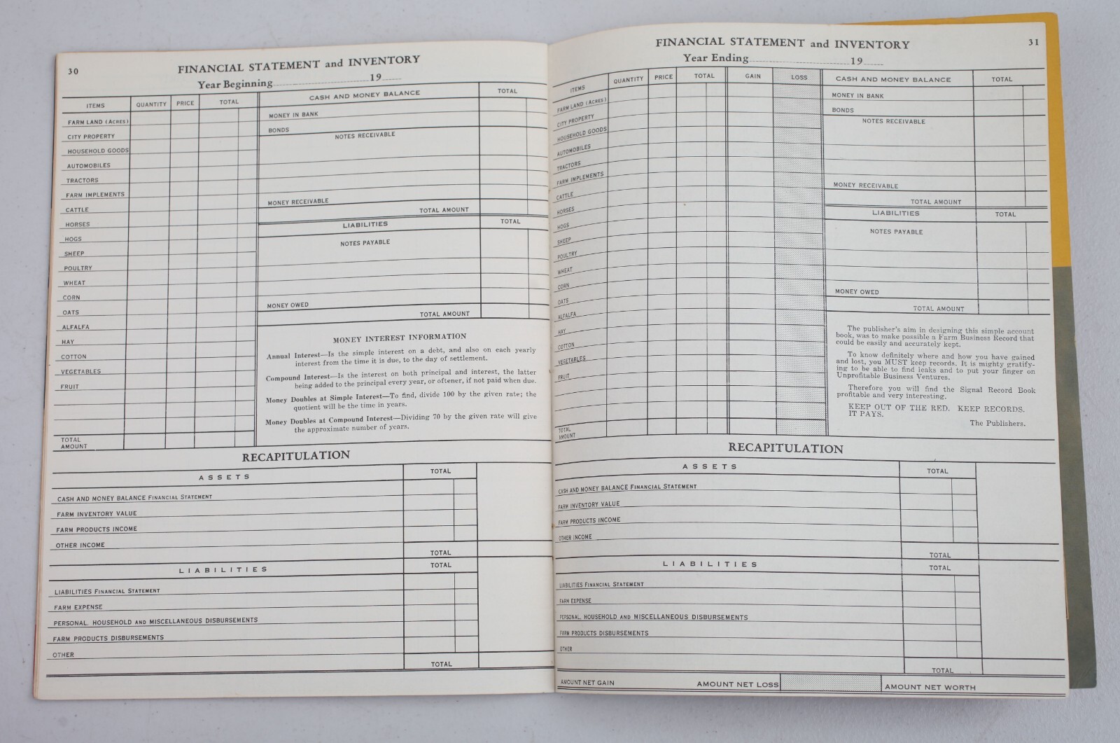 Vintage 1940s Carey&rsquo;s Meat Salt Farm Record Book Porter Grocery Shamrock Texas