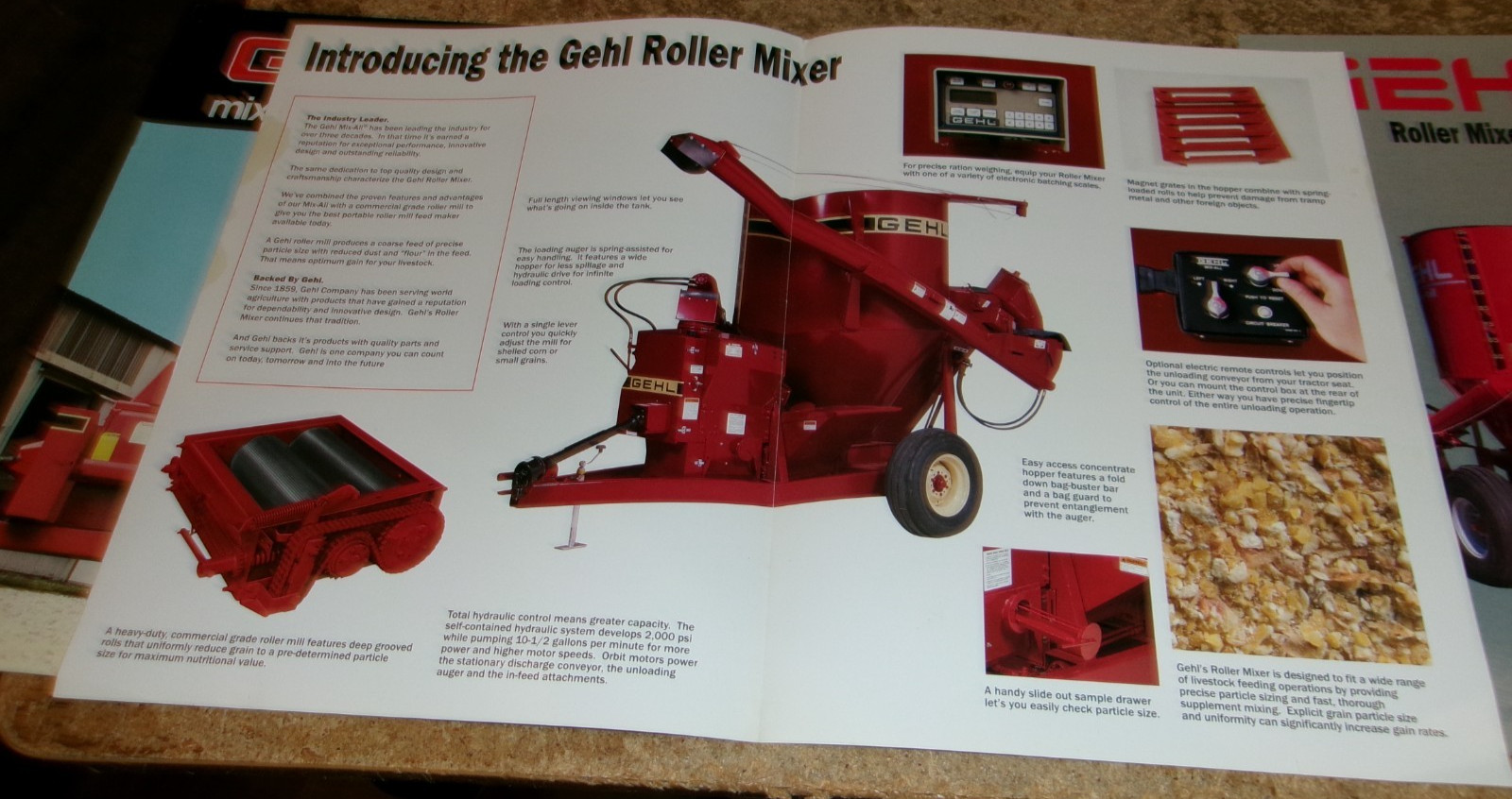 3-lot 1990&rsquo;s gehl roller mixers brochures see condition in good shape used