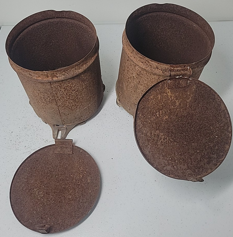 Pair of Antique John Deere Moline ILL Cast Iron Corn Planter Seed Boxes (G5B)