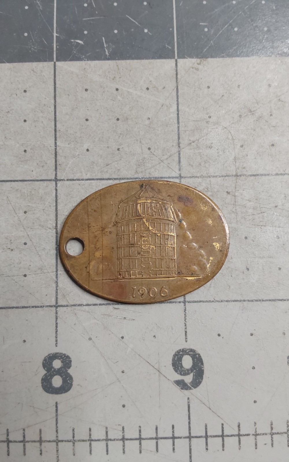 1906 Unadilla Silo Company Copper Key Chain Company Advertising Unadilla NY