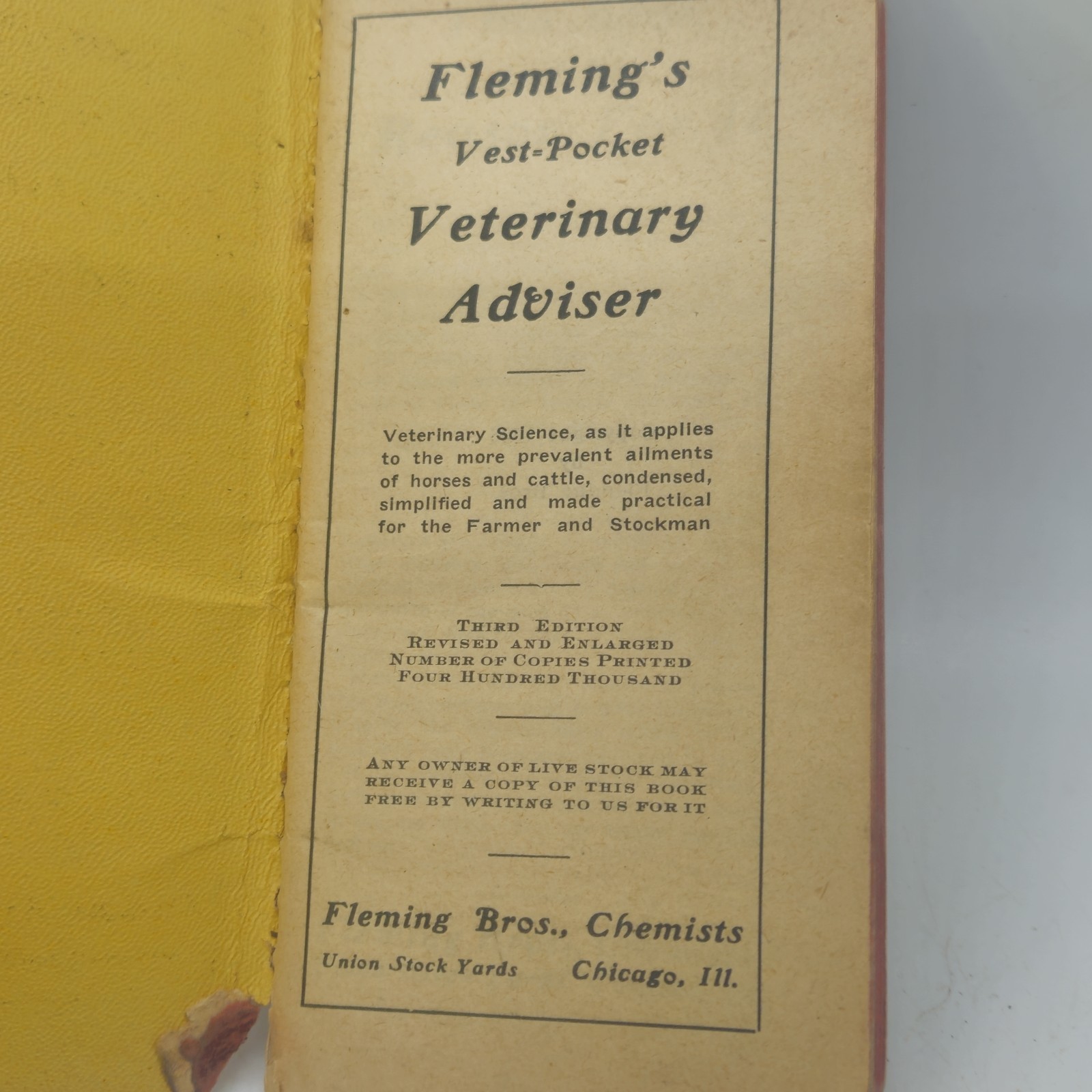 Flemings Vest Pocket Veterinary Advisor Agriculture Advertising Pamphlet 1906